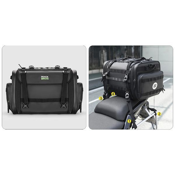 Мото сумка на сидіння мотоцикла розширювана універсальна ROCKBROS G2627 Чорна RB-G2627-5932 фото