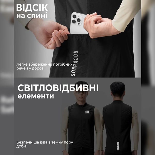 Жилетка чоловіча для велосипедистів ROCKBROS MJ009 | Розмір 2XL | Speed Wing | Чорний RB-MJ009-7251 фото