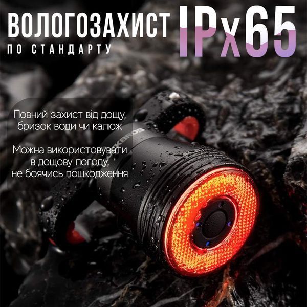 Розумний ліхтар / стоп задній на велосипед ROCKBROS Q51 Чорний RB-Q51-5080 фото