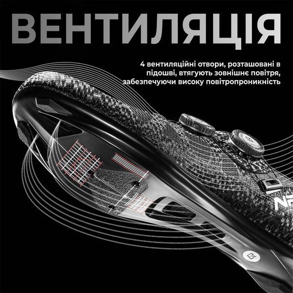 Веловзуття ROCKBROS NR3 з механізмом регулювання типу ETIE | Велосипедне контактне взуття SPD-SL | Dial Fit | Жорсткість 6.0 | Розмір 42 | Чорне RB-NR3-7286 фото