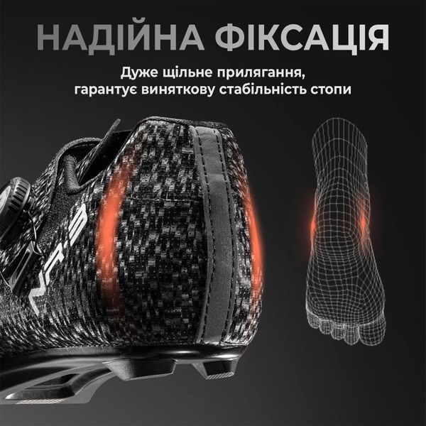 Веловзуття ROCKBROS NR3 з механізмом регулювання типу ETIE | Велосипедне контактне взуття SPD-SL | Dial Fit | Жорсткість 6.0 | Розмір 42 | Чорне RB-NR3-7286 фото