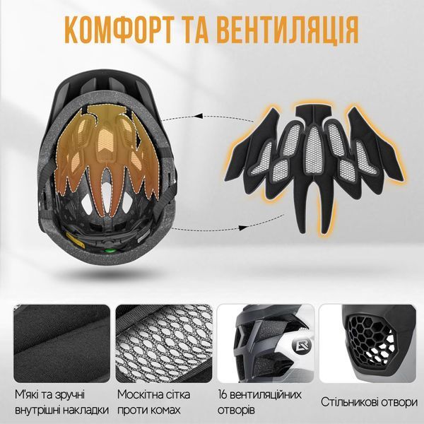 Детский вело шлем фулфейс ROCKBROS TT4857 (48-54 см) In-Mold Синий с белым RB-TT4857-5075 фото