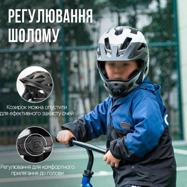 Детский вело шлем фулфейс ROCKBROS TT4857 (48-54 см) In-Mold Синий с белым RB-TT4857-5075 фото