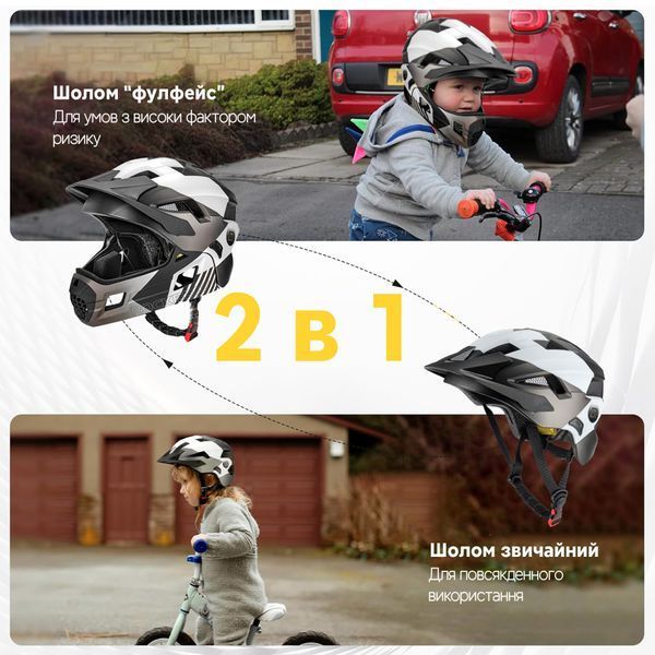 Детский вело шлем фулфейс ROCKBROS TT4857 (48-54 см) In-Mold Синий с белым RB-TT4857-5075 фото