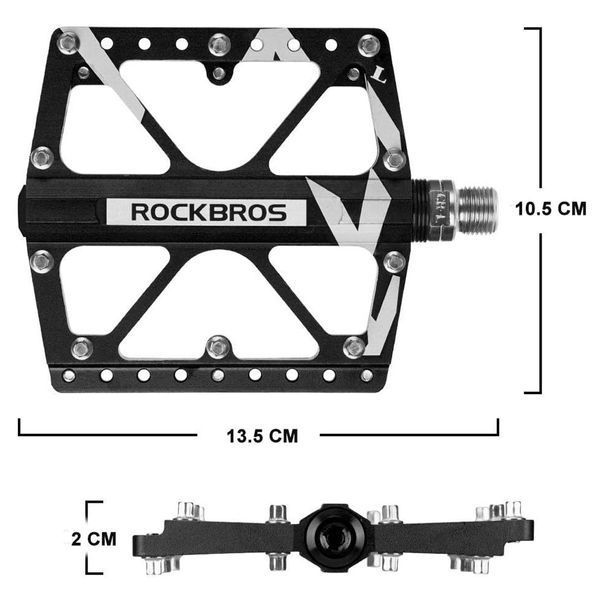 Педалі велосипедні ROCKBROS (2017-12ABK) алюмінієві на 3-х промислових підшипниках Чорні RB-2017-12A-1029 фото