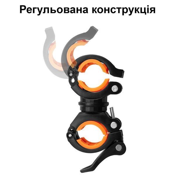 Універсальний кронштейн / кріплення на кермо 360&deg; для велосипедних ліхтарів ROCKBROS DJ1001 Чорний з помаранчевим RB-DJ1001-1288 фото