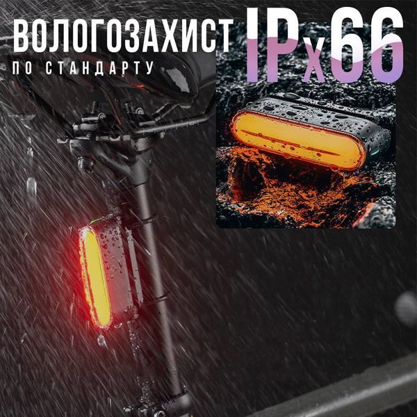 Велосипедна блимавка / задній ліхтар ROCKBROS REX05 з магнітним кріпленням і датчиком гальмування | Чорний RB-REX05-7186 фото