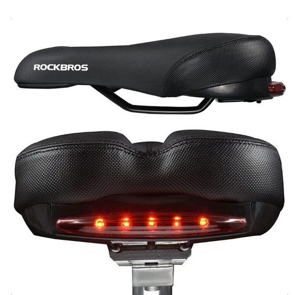 Комфортное седло/сиденье на велосипед с мигалкой ROCKBROS FU-5700L Черный RB-FU-5700L-2883 фото