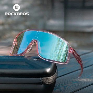 Окуляри фотохромні вело спортивні ROCKBROS SP350 Рожеві з блакитною лінзою RB-SP350-6022 фото