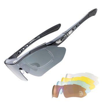 Спортивные очки ROCKBROS Original Polarized 5 линз UV400 велосипедные Черный RB-10003-1342 фото