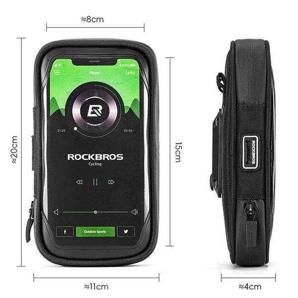 Велосипедна сумка на кермо для телефона до 6" ROCKBROS W320 Чорний RB-W320-6541 фото
