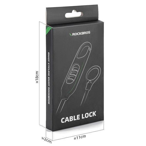 Замок тросовый велосипедный с кодом ROCKBROS L50115 3CDL 150 см Черный RB-3CDL-5202 фото