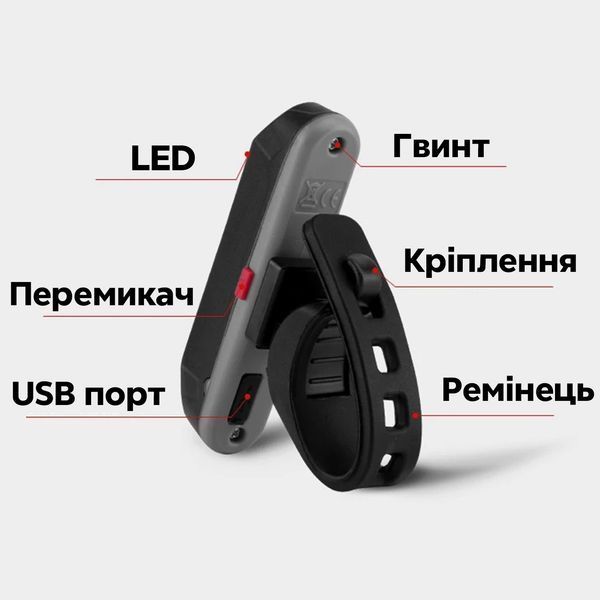 Фонарь стоп задний на велосипед ROCKBROS A54BK Черный RB-A54-1234 фото