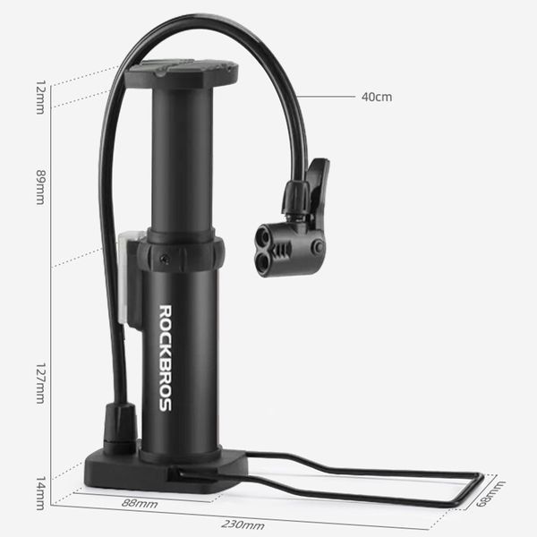 Насос / помпа ножной ROCKBROS 4522L 80 PSI / 5,5 бар Черный RB-4522L-4011 фото